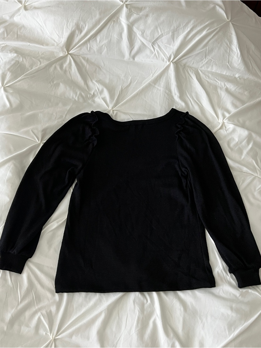 Banana Republic Black Puff-Detail Long Sleeve Top